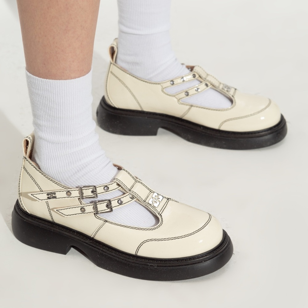 NEW GANNI Elegant Cream Women's LOAFERS SHOES MADE in Portugal